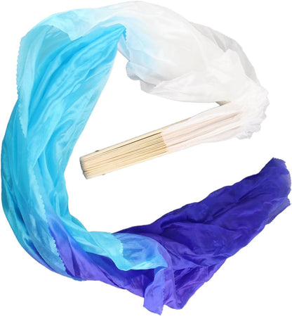 Dance Fan, 1 Pair Long Fan Belly Fans Folding Performance Classical (Blue) V1259-DP01-A-741