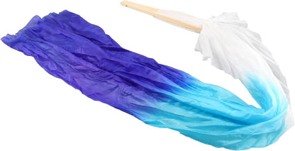 Dance Fan, 1 Pair Long Fan Belly Fans Folding Performance Classical (Blue) V1259-DP01-A-741