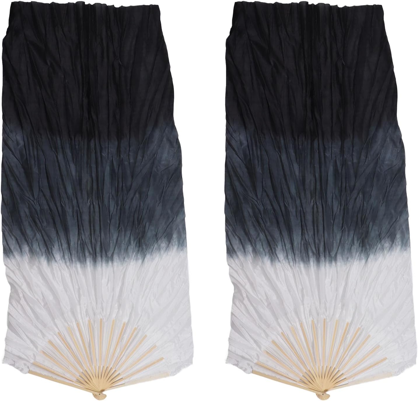 Dance Fan, 1 Pair Long Fan Belly Fans Folding Performance Classical (Black) V1259-DP01-A-742