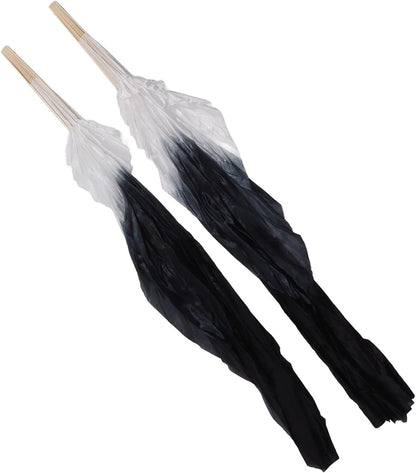 Dance Fan, 1 Pair Long Fan Belly Fans Folding Performance Classical (Black) V1259-DP01-A-742