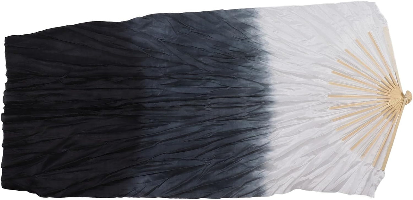 Dance Fan, 1 Pair Long Fan Belly Fans Folding Performance Classical (Black) V1259-DP01-A-742