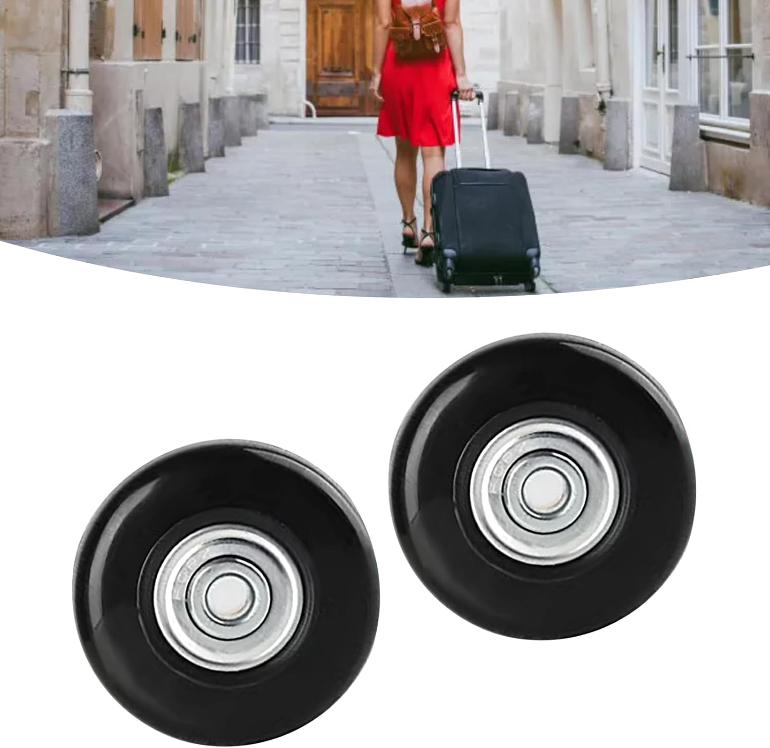 Suitcase Wheels Replacement, Luggage Replacement Universal Wheel Repair Kits Rubber Caster 2pcs V1259-DP01-A-744