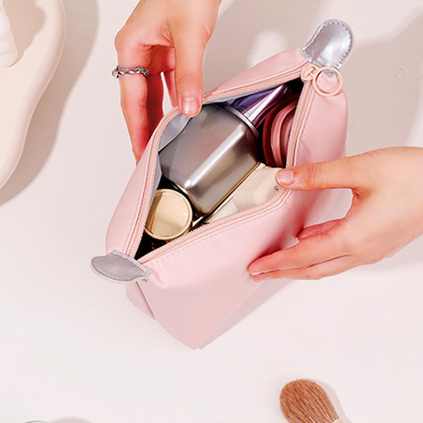 Makeup Bag, Cosmetic Organizer Bag Storage Portable Toiletry Large Capacity Travel V1259-DP01-A-754