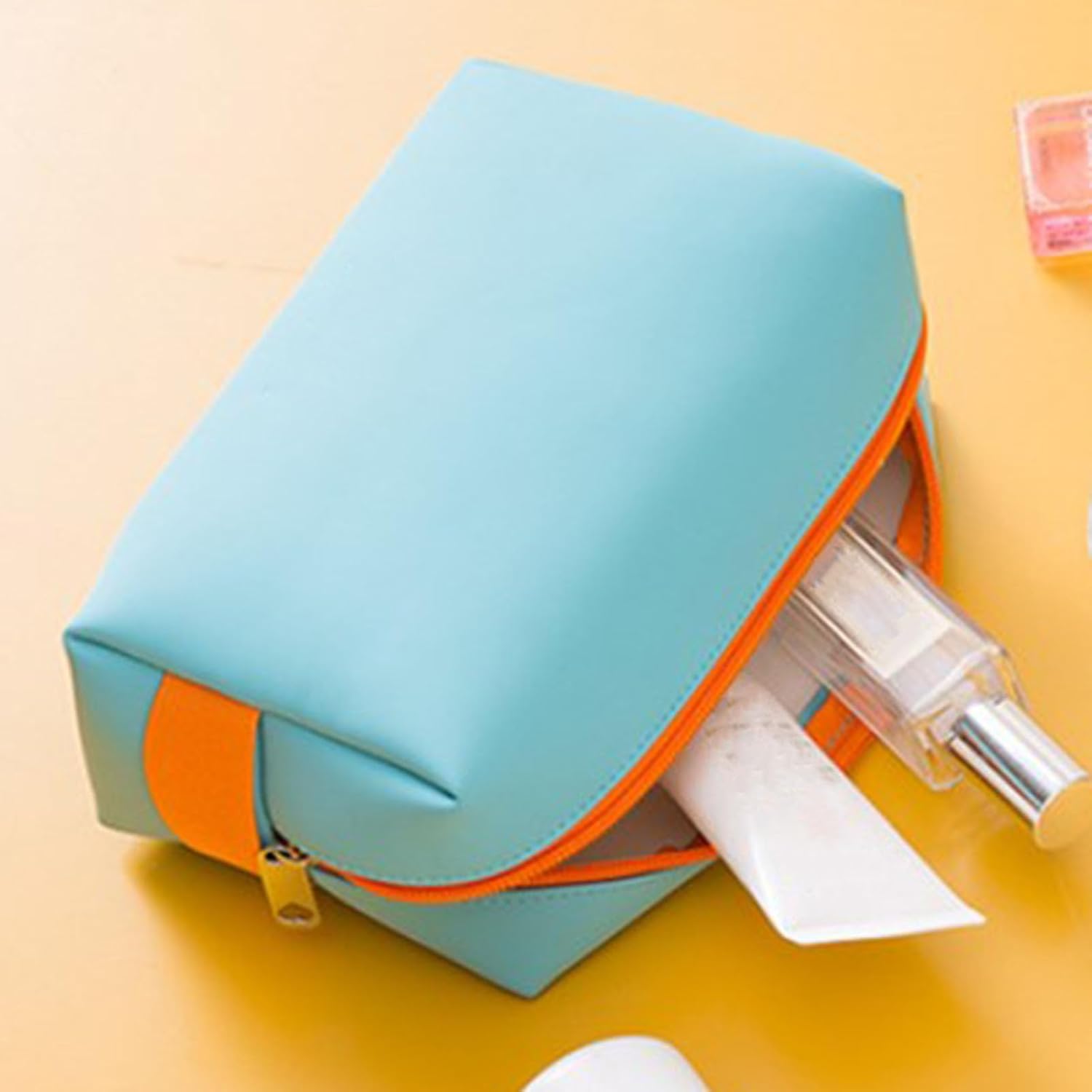 Travel Makeup Bag, PU Pouch Portable Toiletry Bag Large Capacity Cosmetic Storage Organizer V1259-DP01-A-758