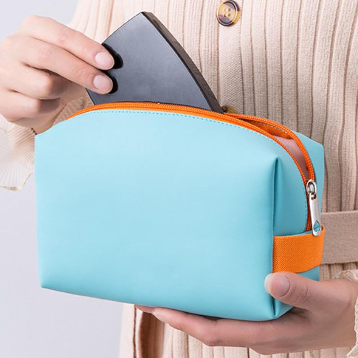 Travel Makeup Bag, PU Pouch Portable Toiletry Bag Large Capacity Cosmetic Storage Organizer V1259-DP01-A-758
