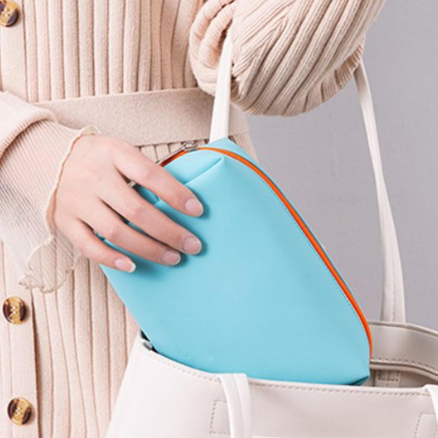 Travel Makeup Bag, PU Pouch Portable Toiletry Bag Large Capacity Cosmetic Storage Organizer V1259-DP01-A-758