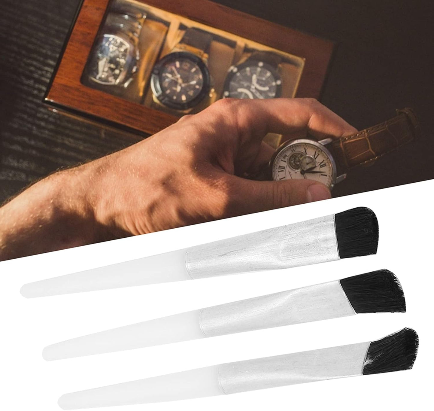3Pcs Watch Cleaning Brush Set,Watch Repair Watchmaker Tool Kit Oil Dust Maintenance V1259-DP01-A-783