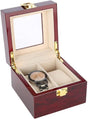 Wooden Watch Box, 2 Slots Storage Case Organizer Beige Soft Flannel Lining Red Box for Men with Clear Lid V1259-DP01-A-785