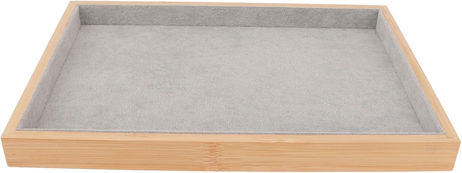 Velvet Stackable Jewelry Tray, Wood Flat Organizer Tray Drawer for Necklace Bracelet Ring Showcase V1259-DP01-A-786