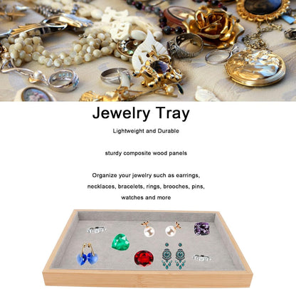 Velvet Stackable Jewelry Tray, Wood Flat Organizer Tray Drawer for Necklace Bracelet Ring Showcase V1259-DP01-A-786