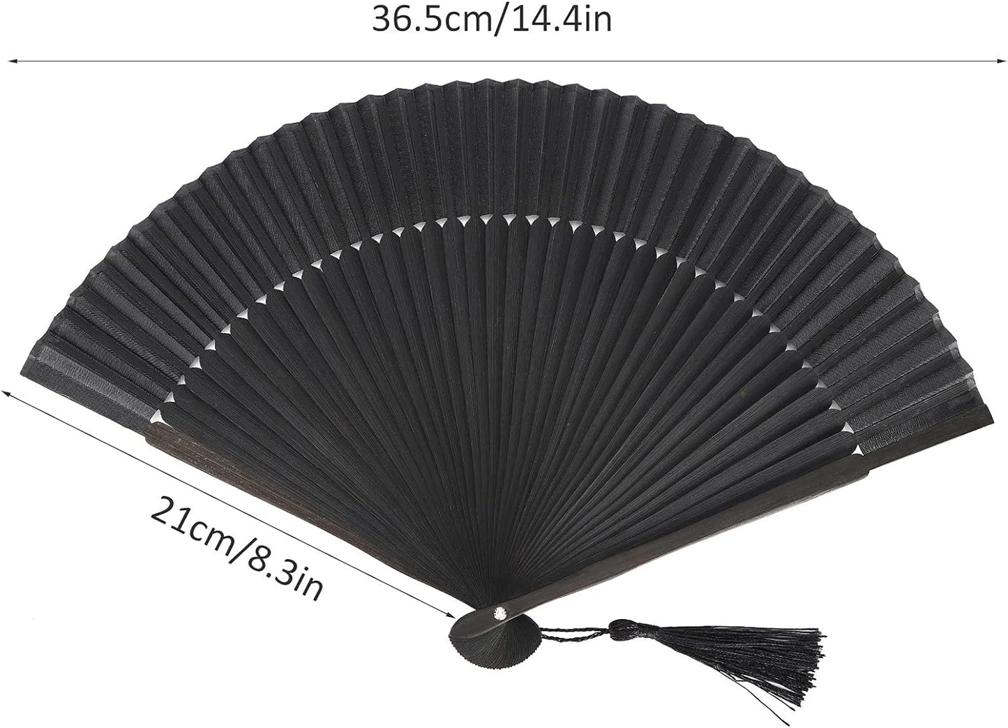 Hand Fans for Women Foldable, Black Folding Fan with Gift Box Silk Bamboo Frames Cosplay Party Props V1259-DP01-A-796