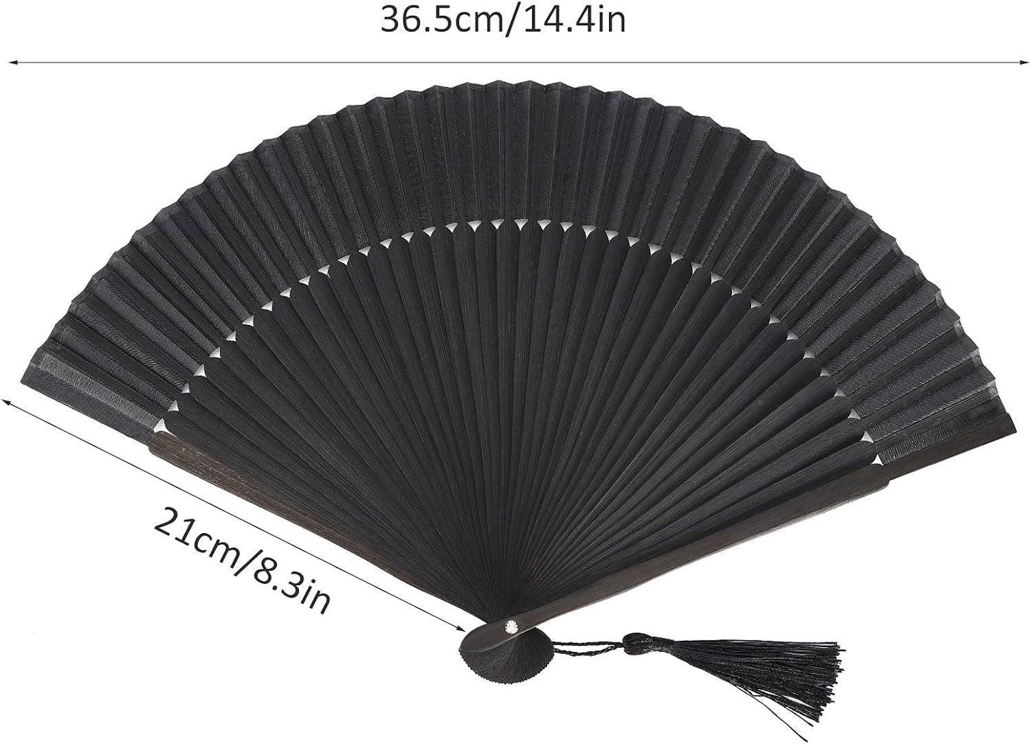 Hand Fans for Women Foldable, Black Folding Fan with Gift Box Silk Bamboo Frames Cosplay Party Props V1259-DP01-A-796