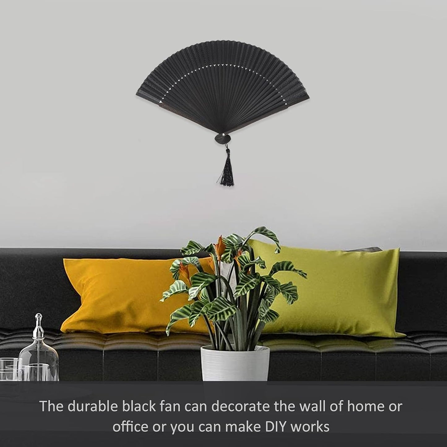 Hand Fans for Women Foldable, Black Folding Fan with Gift Box Silk Bamboo Frames Cosplay Party Props V1259-DP01-A-796