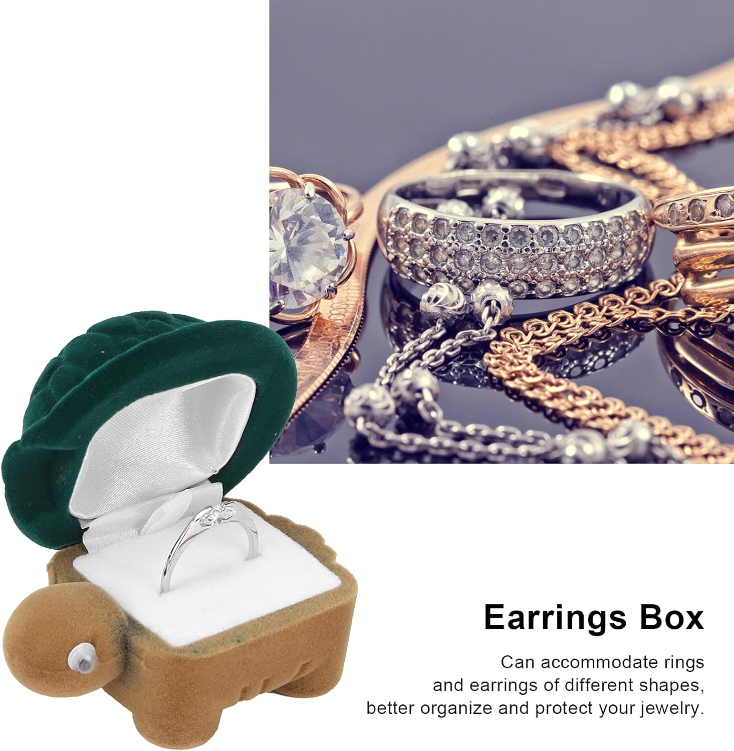 Portable Jewelry Box Organizer, Cute Cartoon Animal Wedding Ring Small Protector Case Soft Storage for Women V1259-DP01-A-801