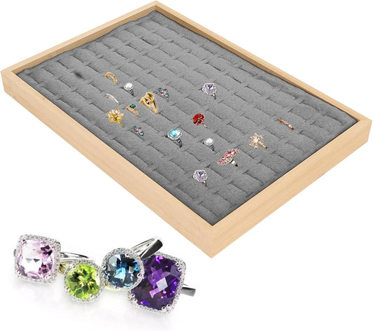 Rings Organizer Tray, 100 Slots Ring Earrings Trays Velvet Jewelry Display Tray Earring Storage Box rawer for V1259-DP01-A-802