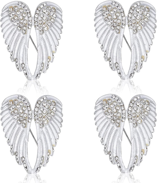 4pcs Women's Guardian Angel Wing Brooch Pins, Rhinestones Pin Set Cardigan Collar Clips Dress Shirt for Women V1259-DP01-A-805