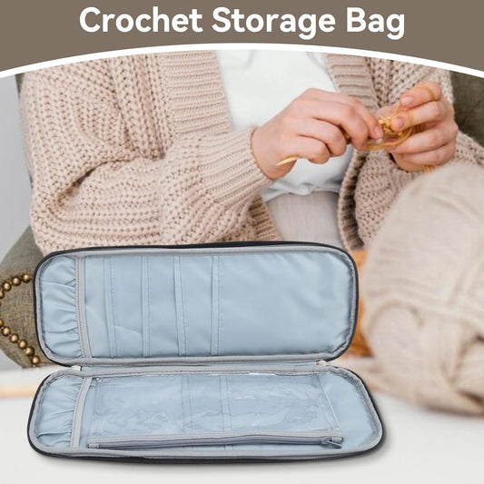 Knitting Needle Case, Travel Zipper Organizer Bag for Straight Needles Dual Crochet Case Supplies Accessories V1259-DP01-A-807