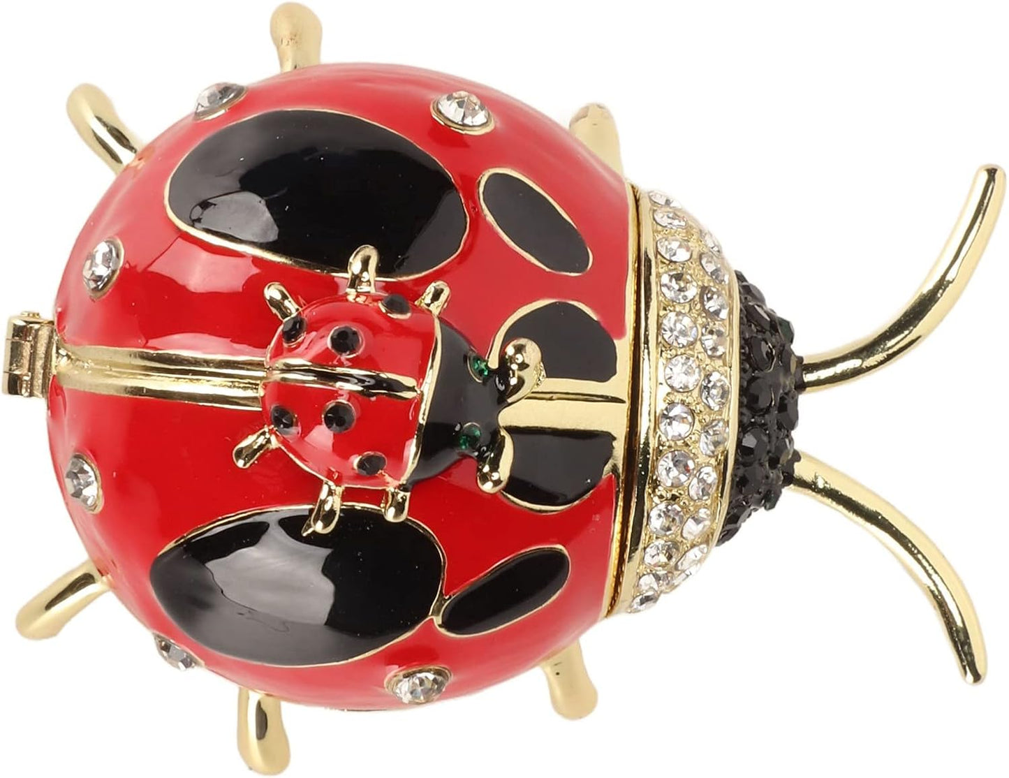 Ladybug Trinket Box, Small Enameled Hinged Box Decorative Jewelry with Rhinestones Delicate Gift Display V1259-DP01-A-809