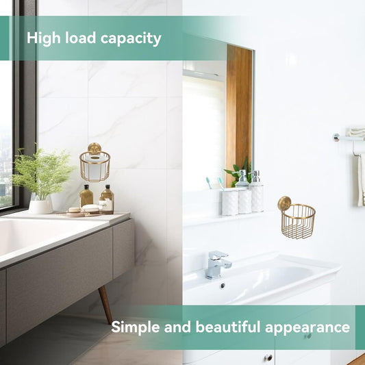 Brass Toilet Paper Holder, Wall Mounted Holder Vintage Bathroom Roll Basket Antique Tissue Storage for V1259-DP01-A-814