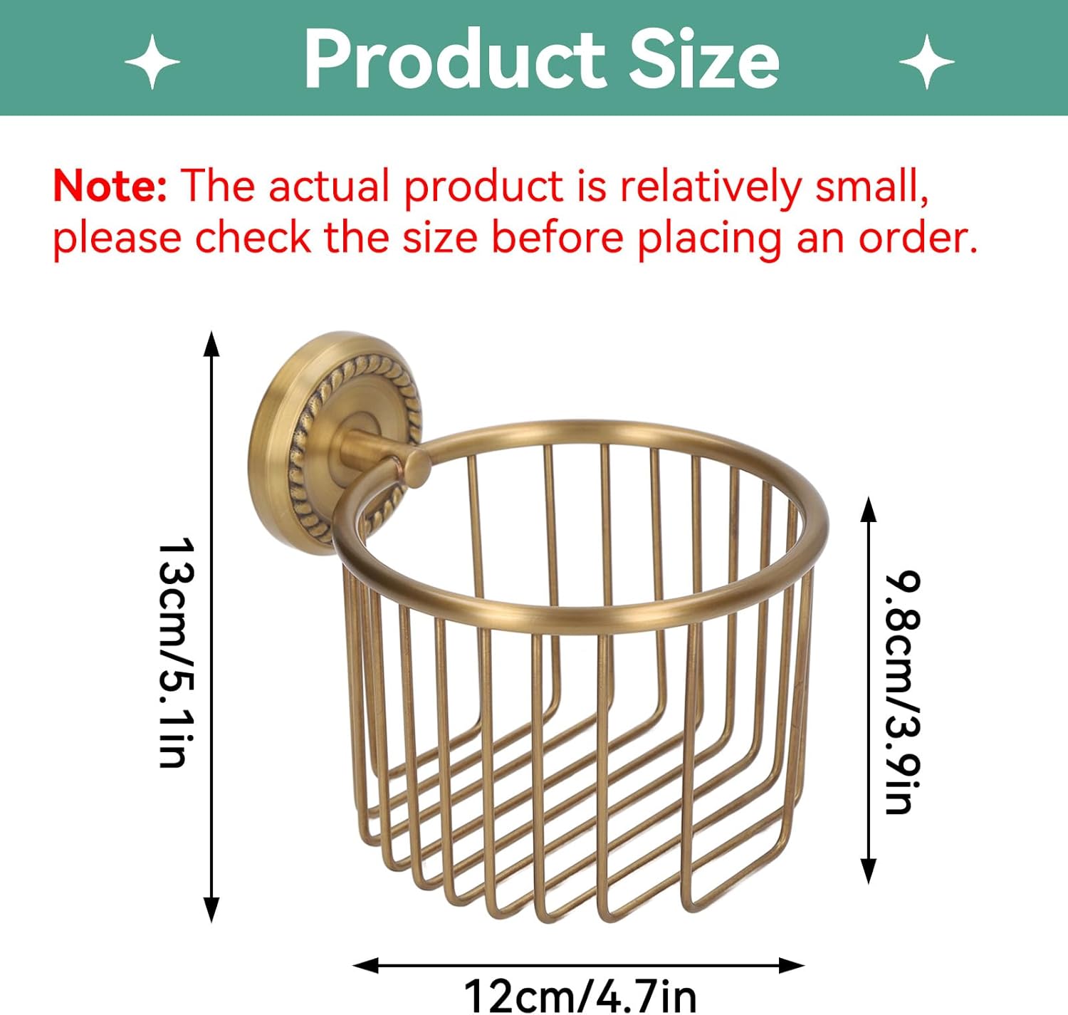 Brass Toilet Paper Holder, Wall Mounted Holder Vintage Bathroom Roll Basket Antique Tissue Storage for V1259-DP01-A-814