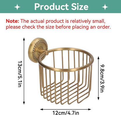 Brass Toilet Paper Holder, Wall Mounted Holder Vintage Bathroom Roll Basket Antique Tissue Storage for V1259-DP01-A-814