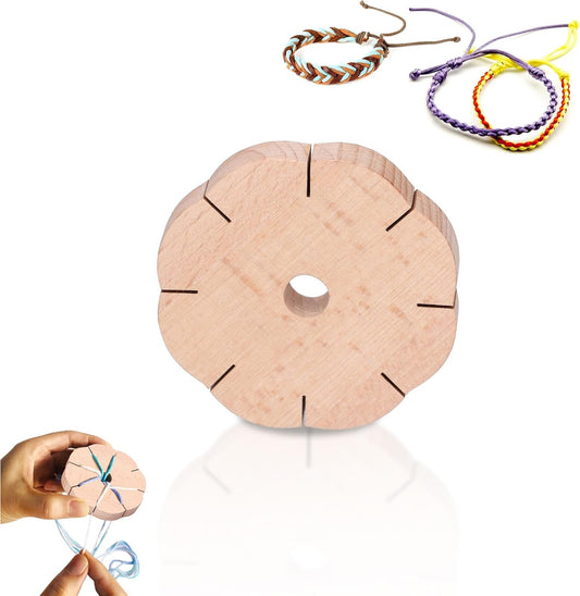 Kumihimo Disk 8 Slots, Wooden Round Wood Braiding Plate Hand Rope Beading Cord Disc DIY Bracelet Loom Weaving V1259-DP01-A-817