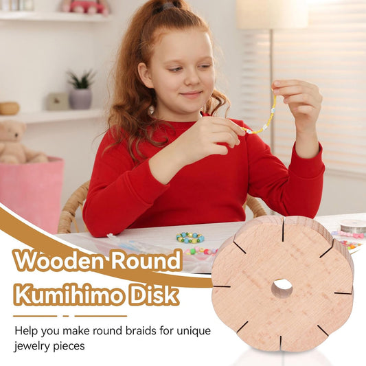 Kumihimo Disk 8 Slots, Wooden Round Wood Braiding Plate Hand Rope Beading Cord Disc DIY Bracelet Loom Weaving V1259-DP01-A-817