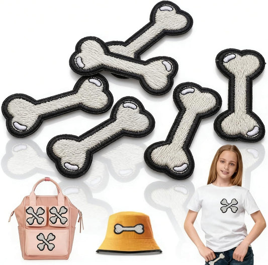 6PCS Dog Iron on Patches, Sew Bone Patches Cartoon Embroidered Backpack Stickers Cute for Clothing Shirts, V1259-DP01-A-818