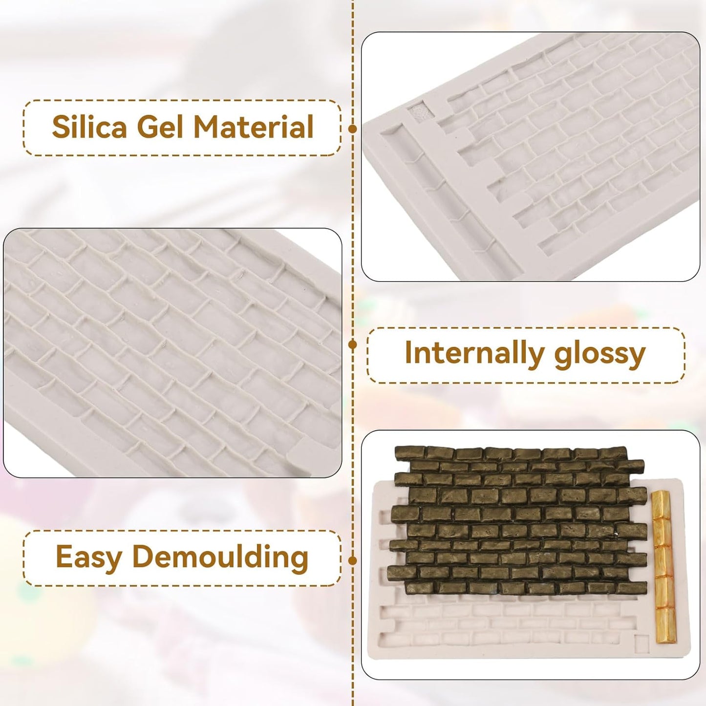 Fondant Impression Mat, Silicone Brick Wall Pattern Lace Mat Imprint Mold Sugarcraft Wedding Cake Decorating V1259-DP01-A-819
