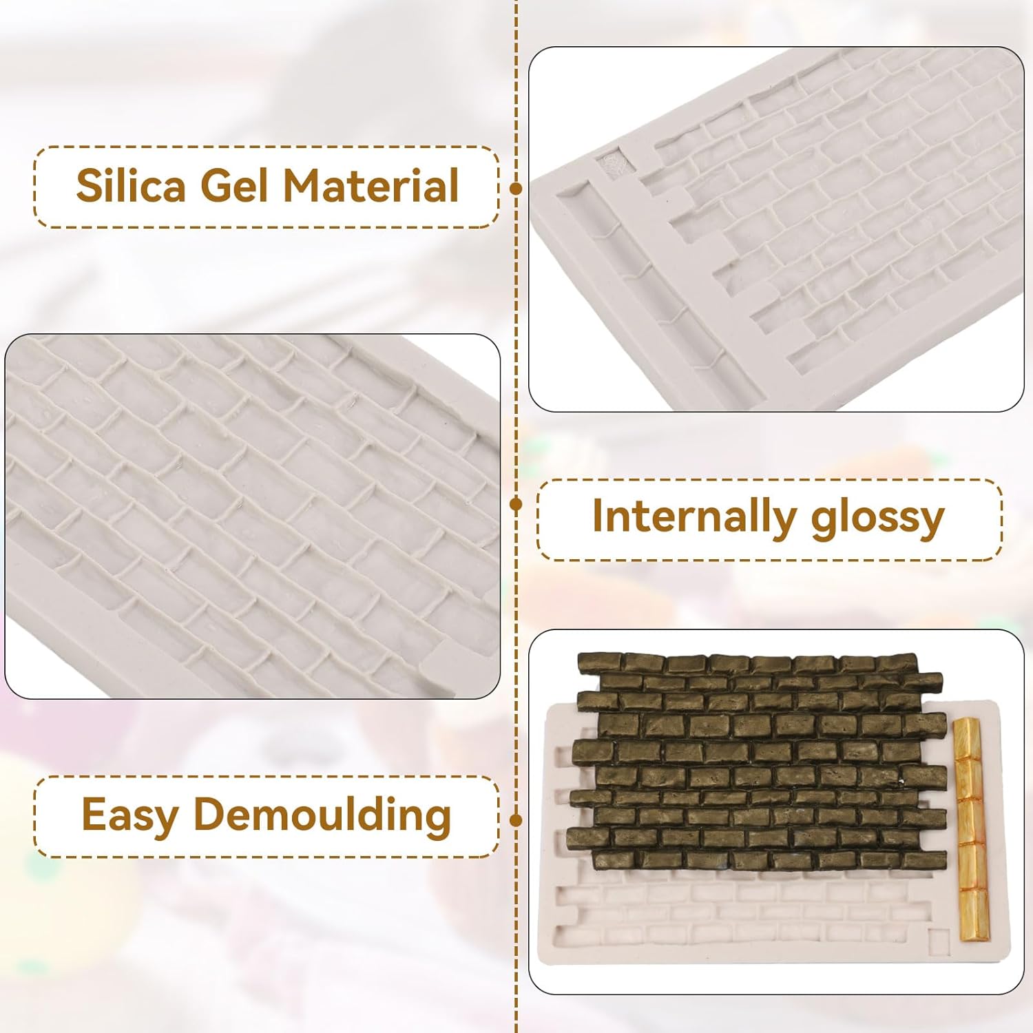 Fondant Impression Mat, Silicone Brick Wall Pattern Lace Mat Imprint Mold Sugarcraft Wedding Cake Decorating V1259-DP01-A-819