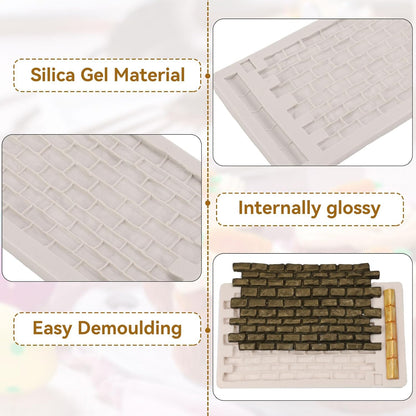 Fondant Impression Mat, Silicone Brick Wall Pattern Lace Mat Imprint Mold Sugarcraft Wedding Cake Decorating V1259-DP01-A-819
