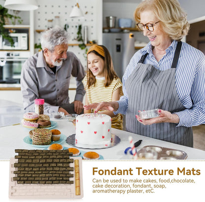 Fondant Impression Mat, Silicone Brick Wall Pattern Lace Mat Imprint Mold Sugarcraft Wedding Cake Decorating V1259-DP01-A-819