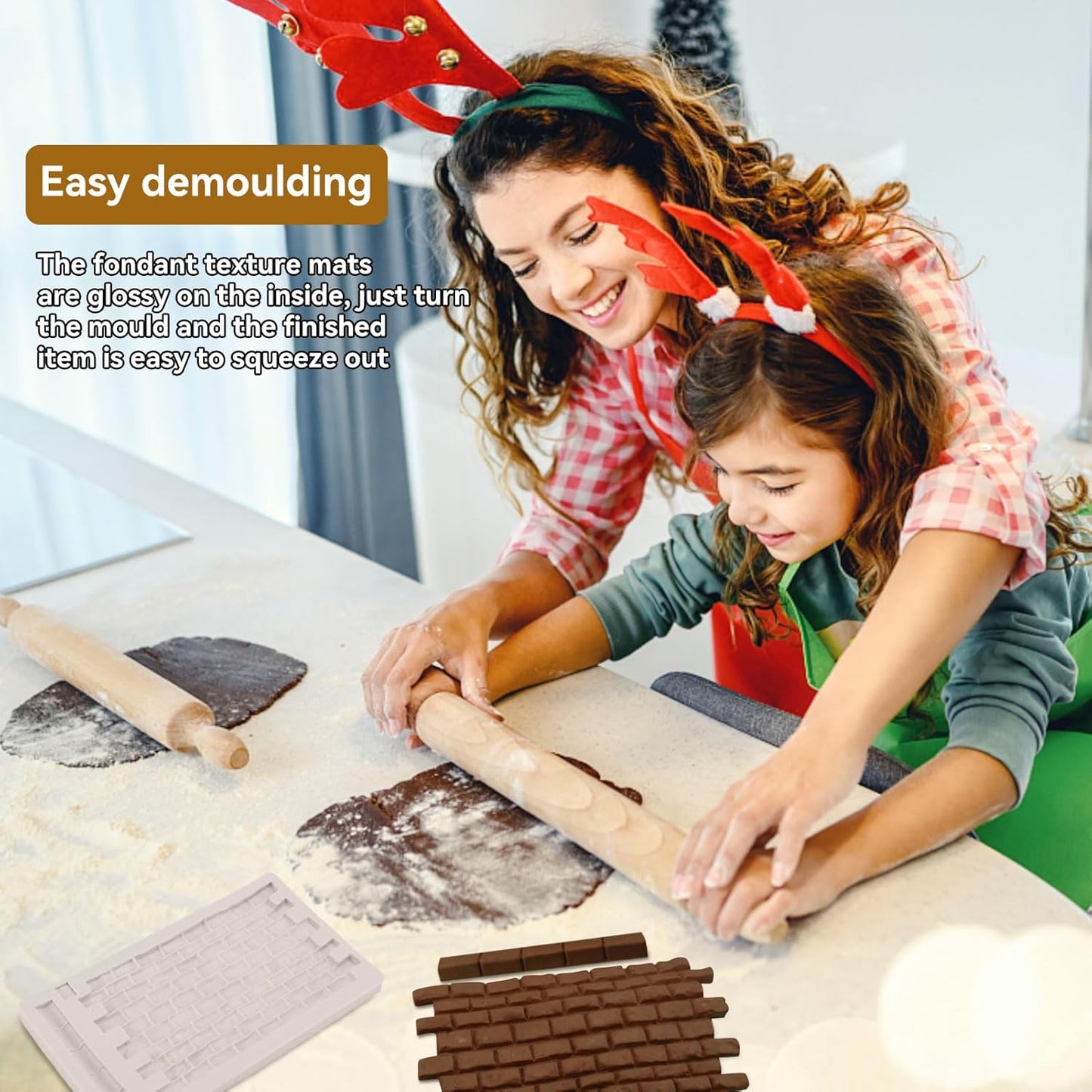 Fondant Impression Mat, Silicone Brick Wall Pattern Lace Mat Imprint Mold Sugarcraft Wedding Cake Decorating V1259-DP01-A-819