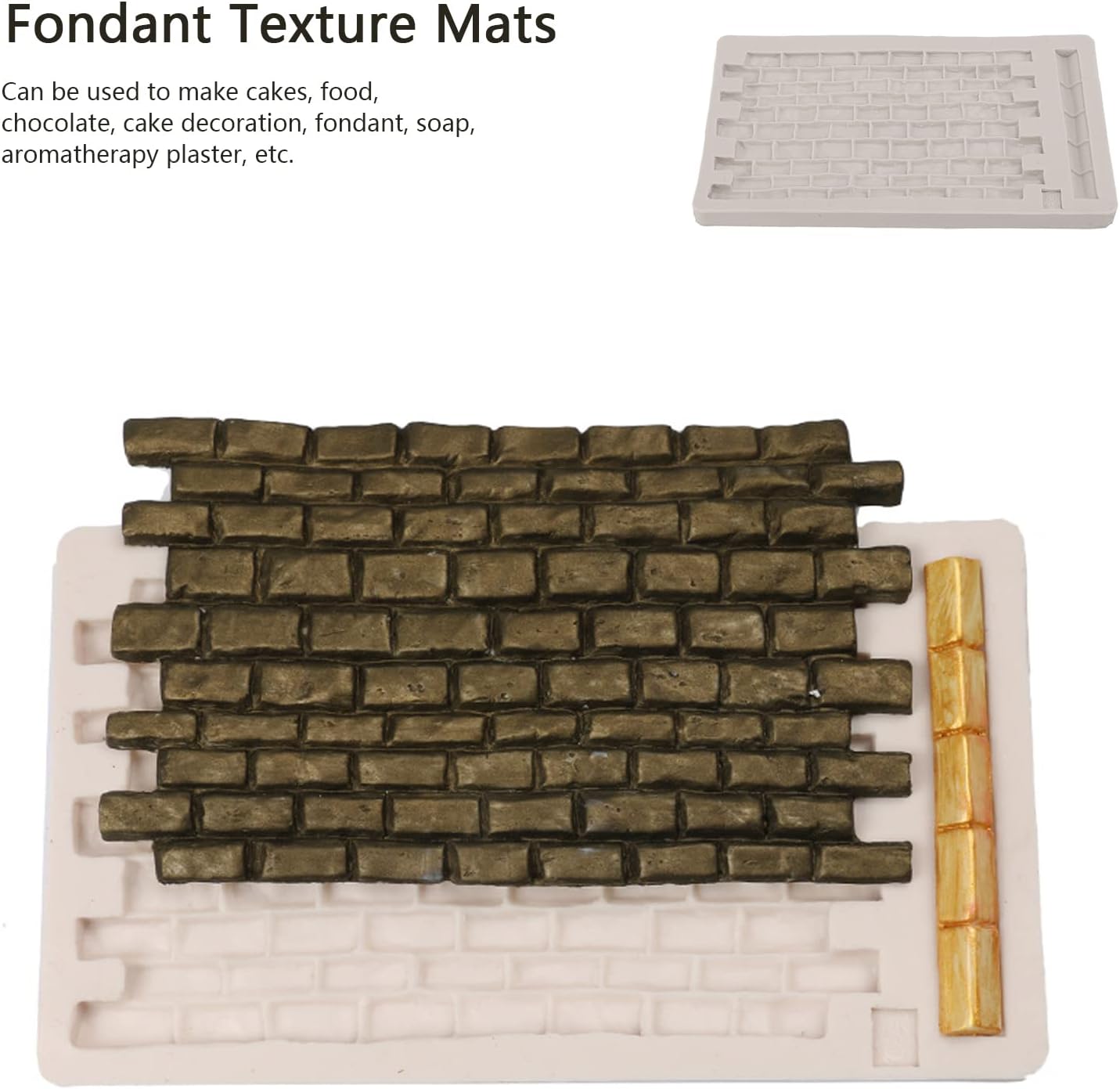 Fondant Impression Mat, Silicone Brick Wall Pattern Lace Mat Imprint Mold Sugarcraft Wedding Cake Decorating V1259-DP01-A-819