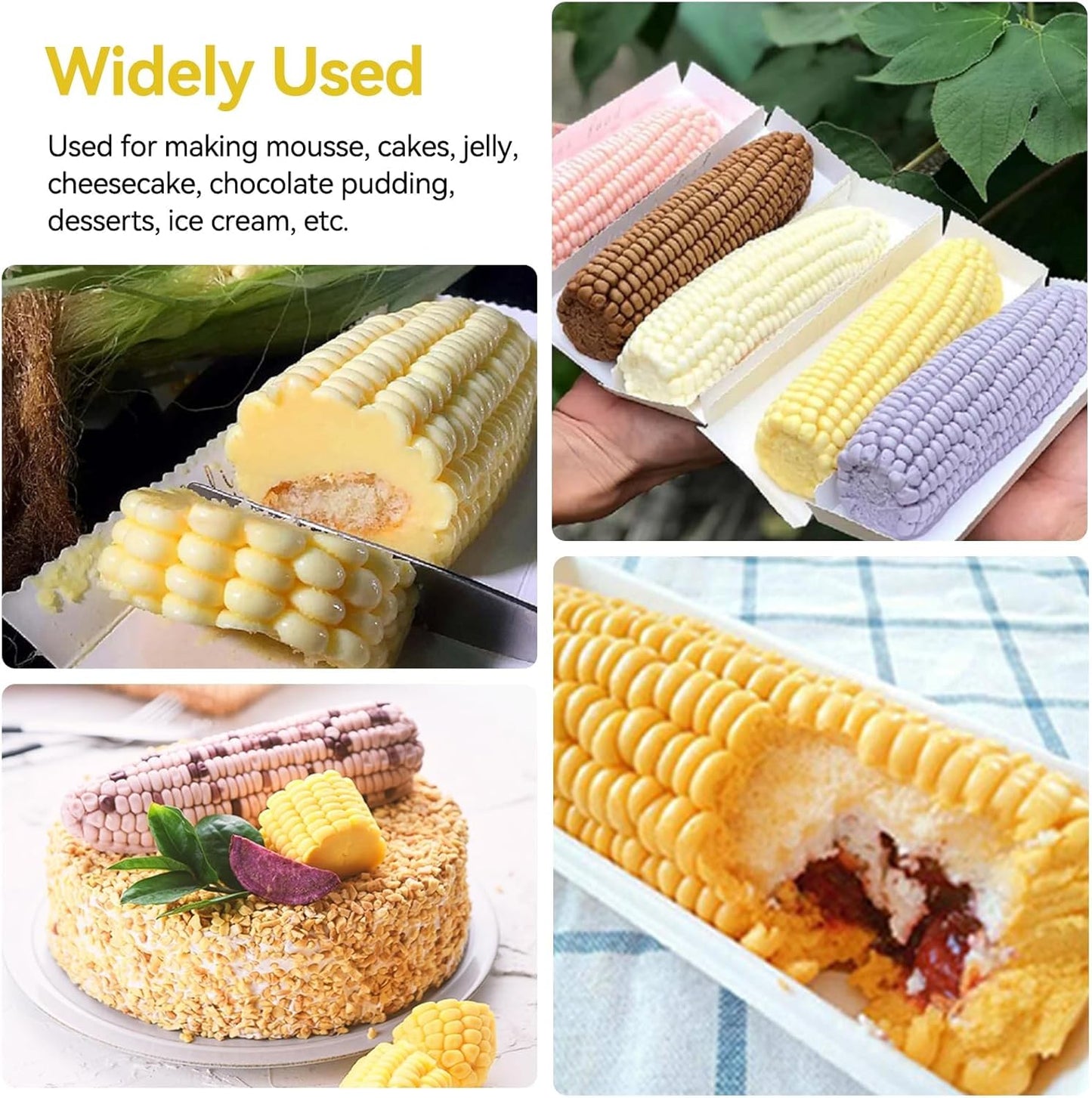 3D Corn Silicone Mold, Baking Molds Dessert Mould Shaped Candle for Mousse Cake, Pastry, Chocolate, Soap V1259-DP01-A-821