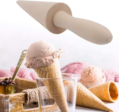 Ice Cream Cone Mold, Reusable Wooden Horn Mold 9.1in Waffle Roller Pizzelle for Kitchen Cooking and Baking V1259-DP01-A-827