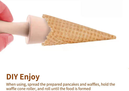 Ice Cream Cone Mold, Reusable Wooden Horn Mold 9.1in Waffle Roller Pizzelle for Kitchen Cooking and Baking V1259-DP01-A-827
