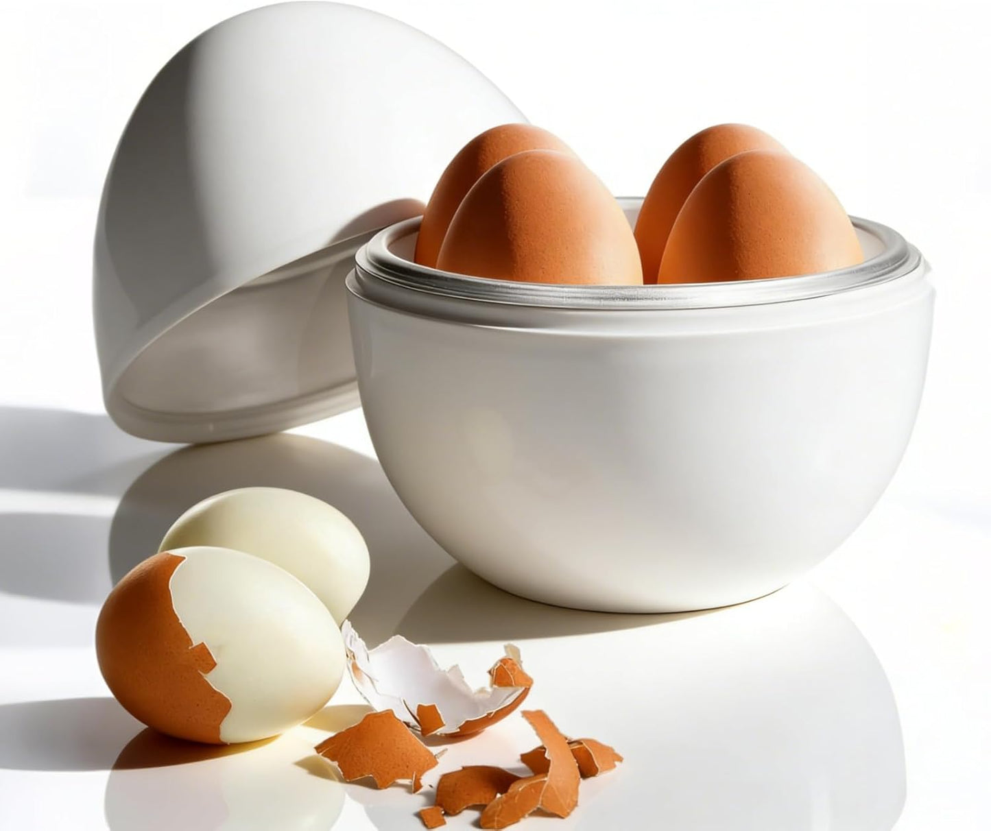 Microwave Egg Cooker, Hard Boiled 4 Capacity Boiler Steamer Poacher Microwavable with Lid for Cooking Kitchen V1259-DP01-A-829