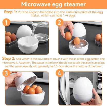Microwave Egg Cooker, Hard Boiled 4 Capacity Boiler Steamer Poacher Microwavable with Lid for Cooking Kitchen V1259-DP01-A-829