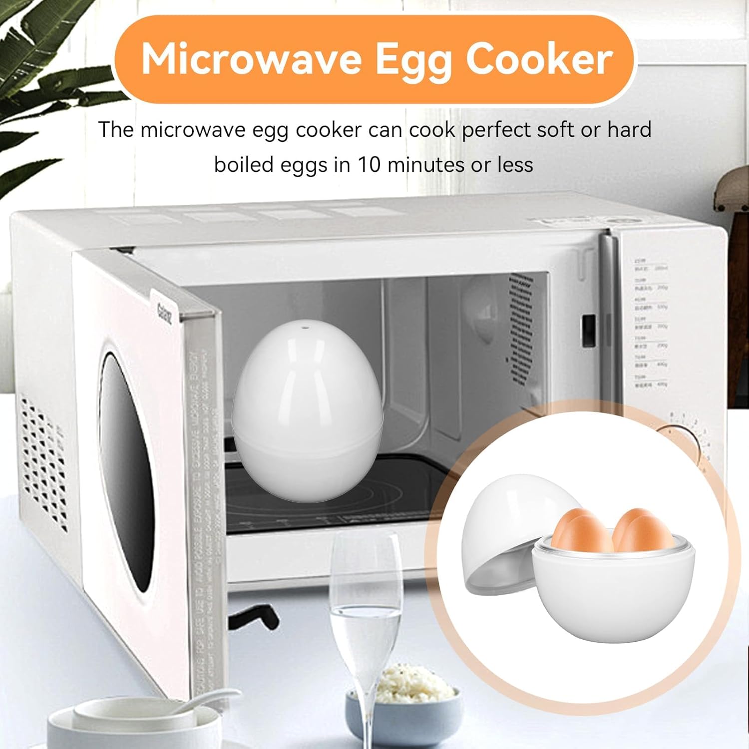 Microwave Egg Cooker, Hard Boiled 4 Capacity Boiler Steamer Poacher Microwavable with Lid for Cooking Kitchen V1259-DP01-A-829