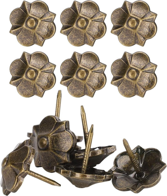 Upholstery Tacks 20PCS, 20mm Furniture Nails Flower Design Decorative Tack Vintage French Push Pin for V1259-DP01-A-838