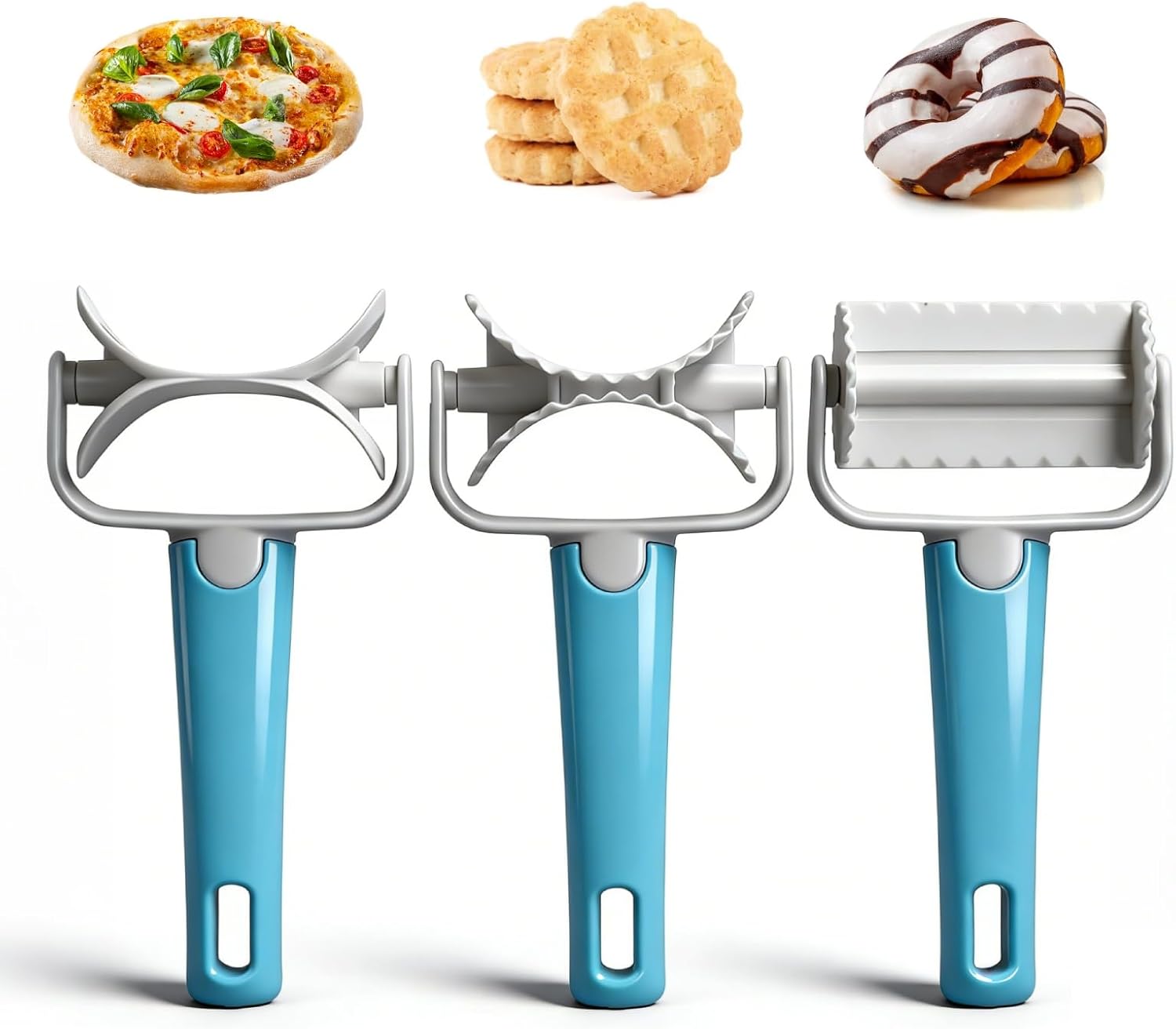 3PCS Pastry Rolling Cutter, Cookie Cutter Plastic Dough Blade Roller Round Fondant Slicer Baking Accessory V1259-DP01-A-844