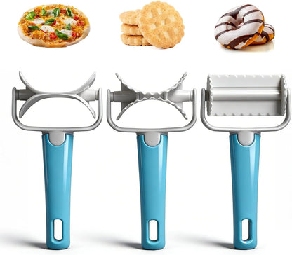 3PCS Pastry Rolling Cutter, Cookie Cutter Plastic Dough Blade Roller Round Fondant Slicer Baking Accessory V1259-DP01-A-844