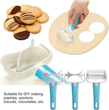 3PCS Pastry Rolling Cutter, Cookie Cutter Plastic Dough Blade Roller Round Fondant Slicer Baking Accessory V1259-DP01-A-844