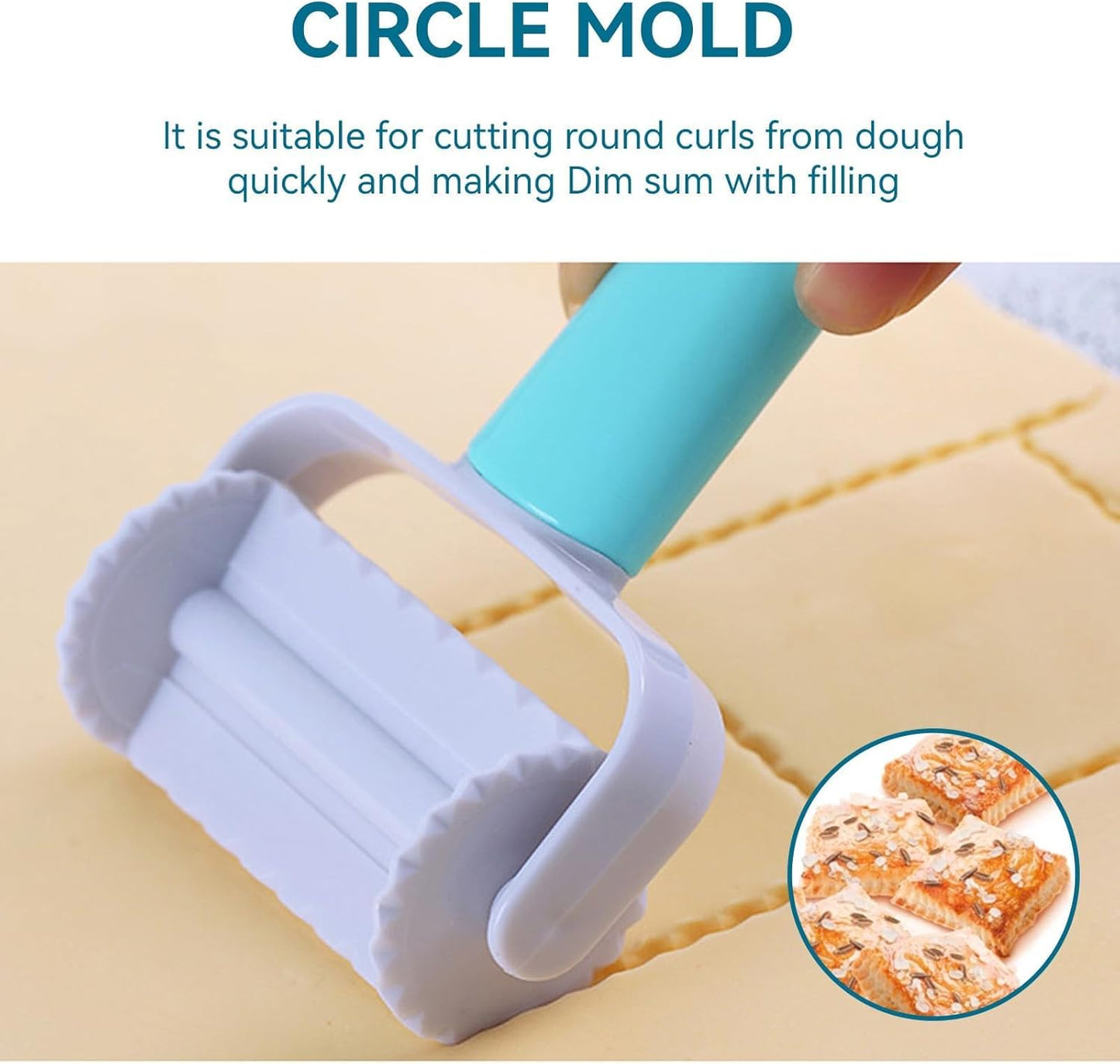 3PCS Pastry Rolling Cutter, Cookie Cutter Plastic Dough Blade Roller Round Fondant Slicer Baking Accessory V1259-DP01-A-844