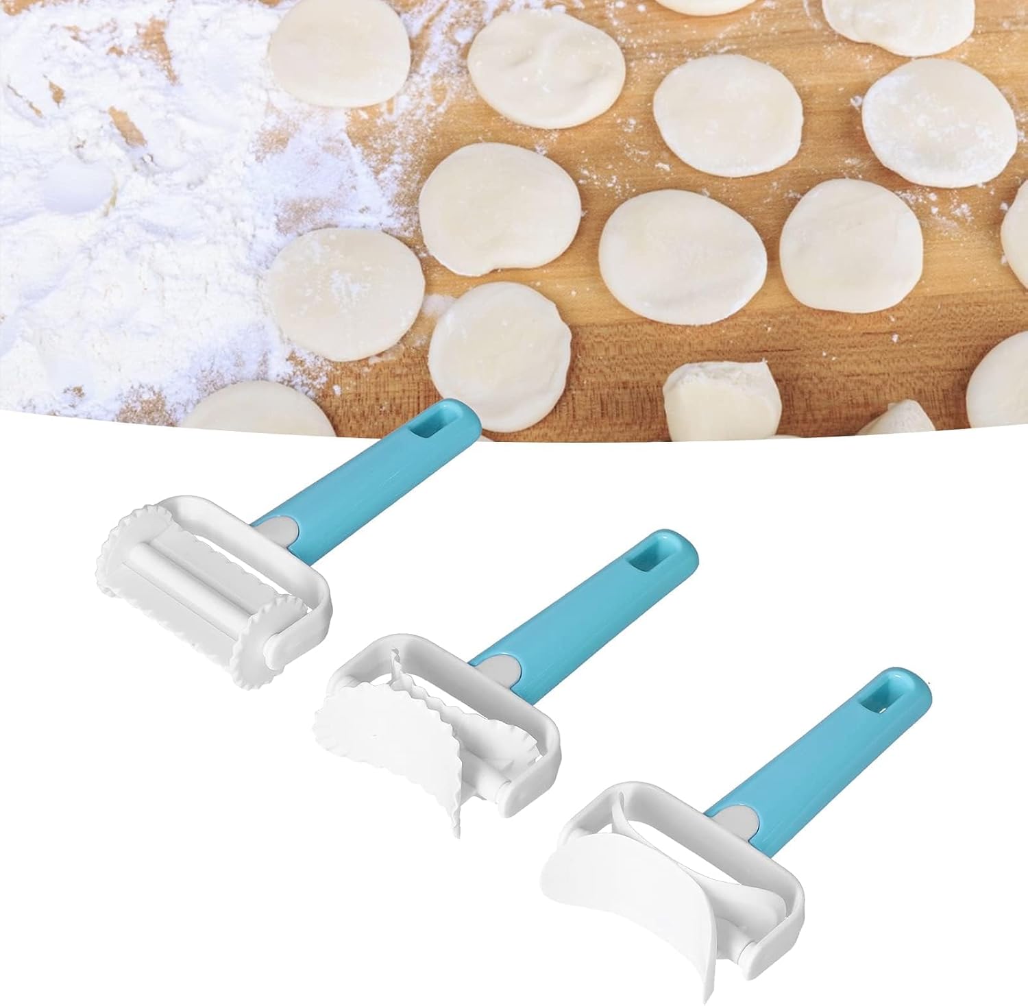 3PCS Pastry Rolling Cutter, Cookie Cutter Plastic Dough Blade Roller Round Fondant Slicer Baking Accessory V1259-DP01-A-844