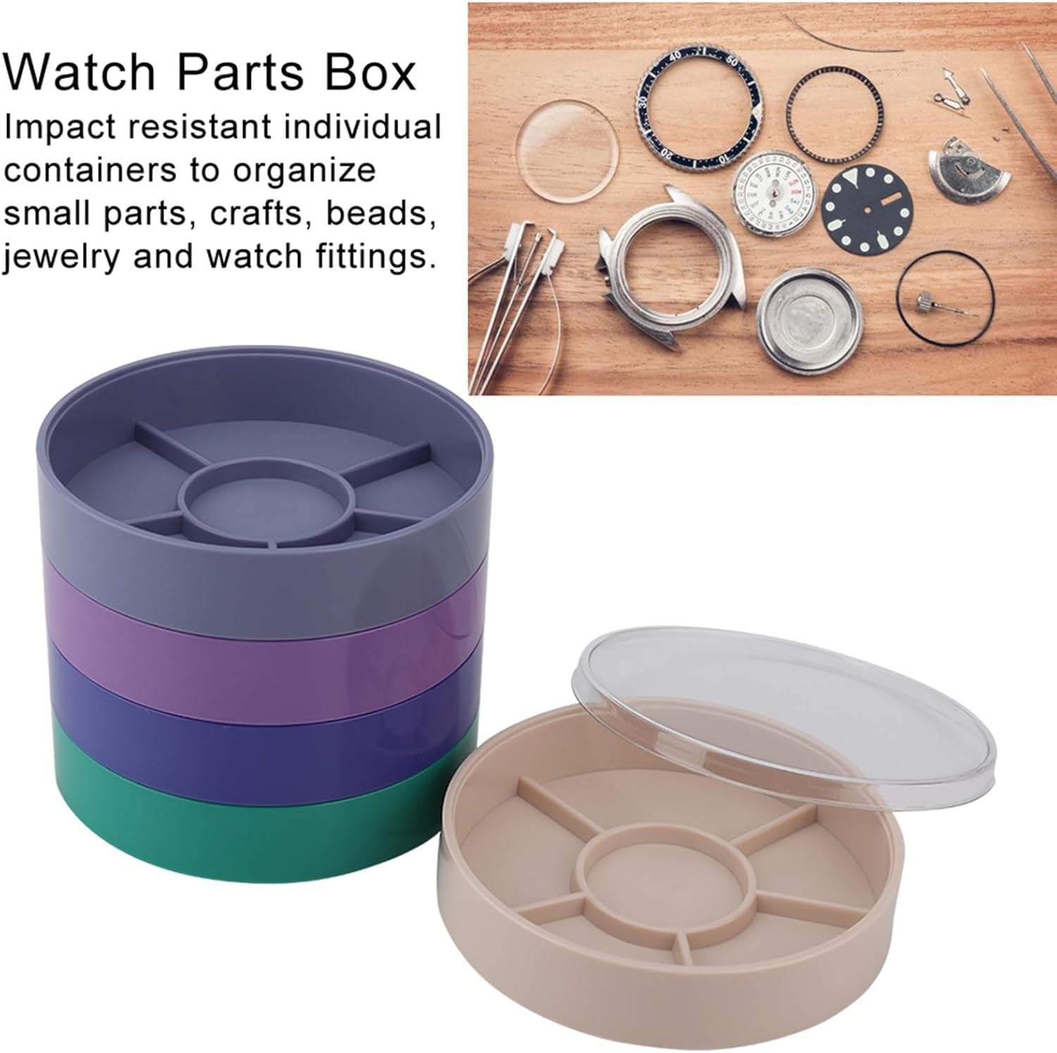 5 Layer Watch Parts Storage Box, Plastic Tray Watchmaker Repair Tool Container for Screw Component Movement V1259-DP01-A-851