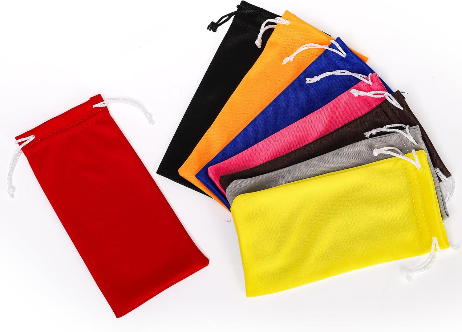 80 Packs Glasses Pouch, Microfiber Sunglasses Soft Case with Drawstring Closure, Gadgets, Black, Blue, Red, V1259-DP01-A-858