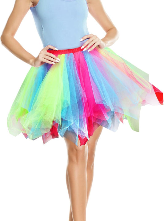 Women's Tutu Skirt, Adult Multicolored Layered Tulle Teens Puffy Petticoat Skirt for Ballet Dance Party V1259-DP01-A-862