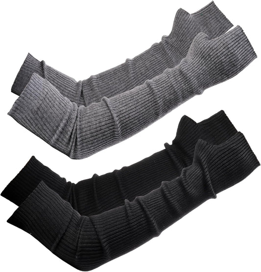 2 Packs Long Fingerless Gloves, Wool Blended Knitted Arm Warmers, Stretchy Over-elbow Length Sleeves for V1259-DP01-A-864